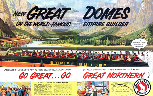Great Northern Railway. Holiday magazine, November 1955 (2-page spread).