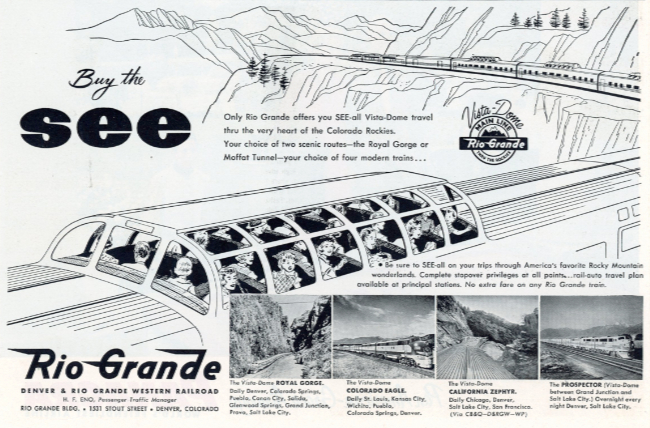 Denver & Rio Grande Western Railroad. Holiday magazine, May 1954.